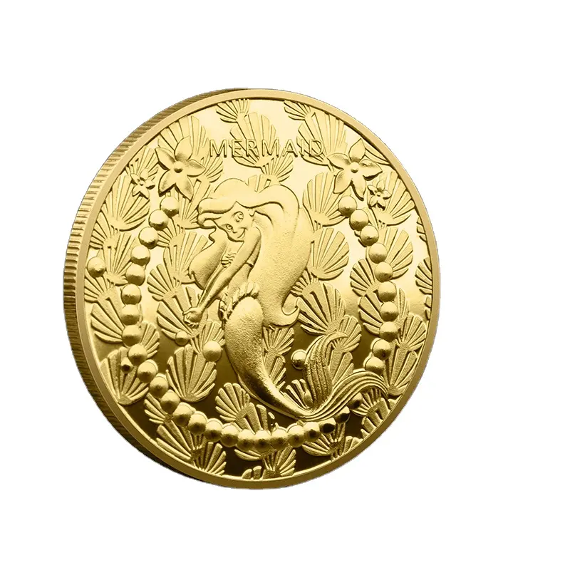 Precio de fábrica Hada de los dientes Monedas de oro Regalo para niños Diente Metal Moneda conmemorativa La Sirenita