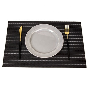 工厂批发餐垫美式风格条纹绿色PVC桌垫隔热垫杯垫 - Product Image 1