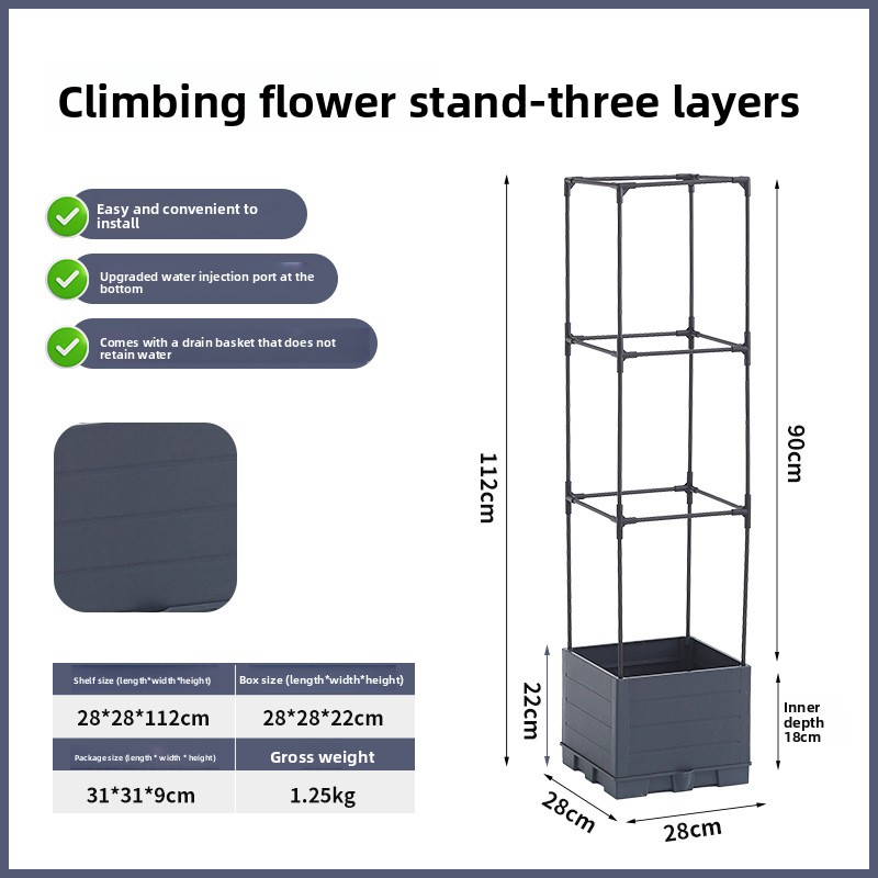 grey Right Angle Three-Tier - Iron Support Rods 1