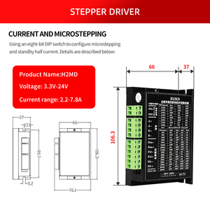 H2md 2-giai đoạn lai 12V microstep động cơ bước điều khiển Điều khiển NEMA 17 cho máy in 3D CNC khắc laser vi điều khiển - Product Image 4