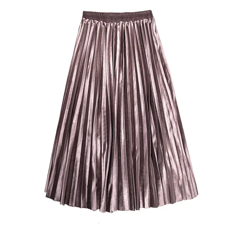 Оптовая цена, плиссированная юбка макси, шифоновая простая бархатная плиссированная длинная винтажная юбка