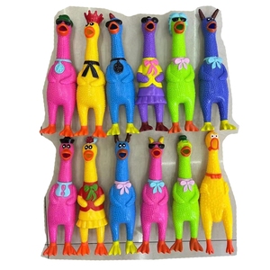 Hot Sale OEM Custom Funny Rubber Squawking Yellow Rubber Chicken Interact Pet Squeeze Pet Chew <strong>Toy</strong> Screaming Chicken - Product Image 3