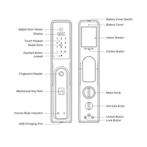 Yüksek güvenlik Tuya Wi-Fi elektronik dış kapı kilidi dış mekan kullanımı için 3D yüz tanıma ile, ev otel daire Villa için uygun - Product Image 6