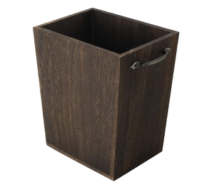 Cubo de basura de madera para basura de cejas oscuras, contenedor con forma rectangular con asas de Metal dobles integradas para oficina, dormitorio, baño - Product Image 1