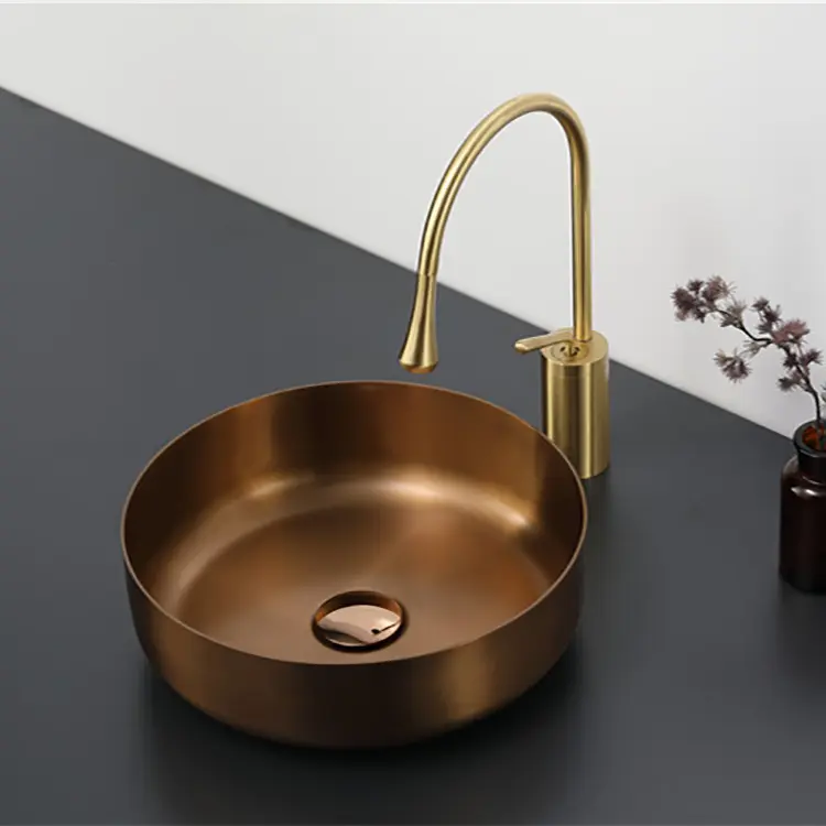 SS paslanmaz çelik banyo lavabo küçük banyo havzası bronz renk