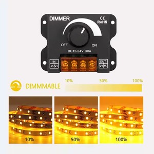 DC 12V24V 30A <strong>PWM</strong> Dimming <strong>Controller</strong> Knob Adjust Brightness ONOff Switch for Single Color LED Strip Light - Product Image 1
