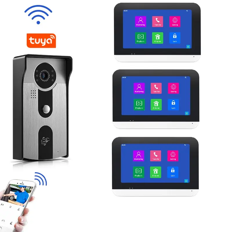 2022 حار بيع 3 اللمس شاشة مراقبة الوصول التحكم الأسرة فيديو إنترفون الأمن كاميرا ل باب الشقة