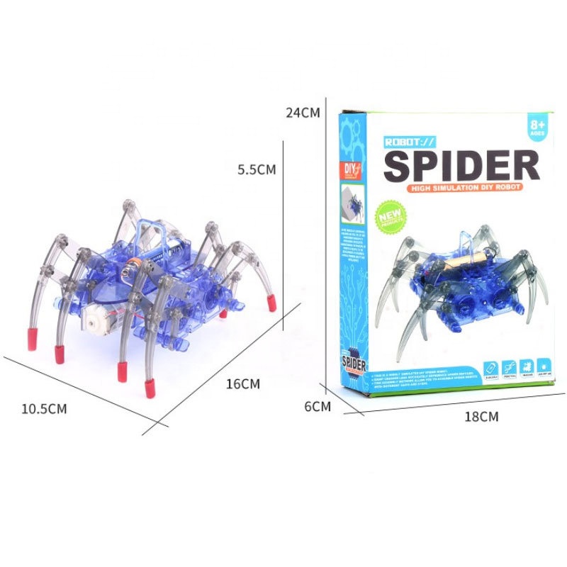 eParthub Spider Roboter DIY Technologie kleine Produktion elektrisches Raupen Wissenschaft Spielzeug Montage Materialien Geschenk farbige Schachtel - Product Image 4
