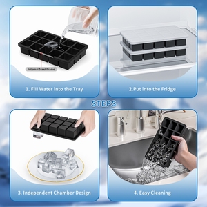 BPA-Miễn phí 15-khoang Silicone <span class=keywords><strong>Ice</strong></span> Cube khay tràn-proof máy rửa chén an toàn với cá nhân khoang thân thiện với môi DIY tính năng - Product Image 2