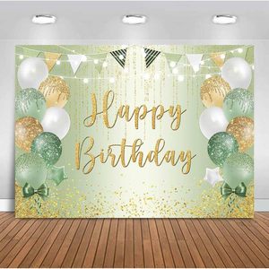 Sensfun Sage yeşil doğum günü zemin Glitter zeytin yeşil altın 13th 21st için balon ışık yeşil fotoğraf arka plan