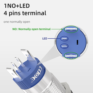 IP67 impermeabili 10amp interruttori a pulsante in metallo illuminazione ad anello 1NO 16mm 250V 12V funzione di controllo momentanea dell'elettrodomestico