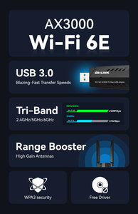 BL-WTN3000E三频wi-fi 6E确保灵活的高速连接WiFi 6E USB 3.0适配器Usb无线网络适配器 - Product Image 3
