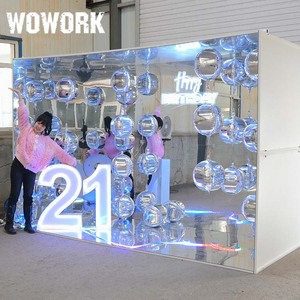 Wowbok כיסוי גדול צילום קיר תא רקע תיבת עם נייר מראה ובבלון קל להרכבה לאירוע מסיבה