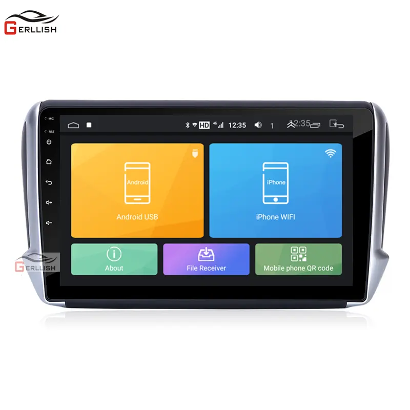 Pemutar DVD Mobil Android Layar Sentuh 10.1 Inci 2,5d IPS, Pemutar DVD Navigasi GPS untuk Peugeot 2008 208 2013-2017 dengan Stereo Radio Video
