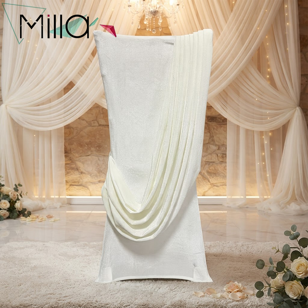 Bianco latte (fodera per schienale sedia in velluto + fodera per cuscino)