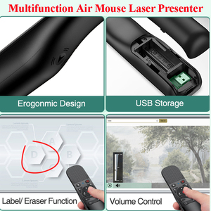 Puntatore Laser Wireless con pulsante gomma Air Mouse per pagina Powerpoint che gira presentatore telecomando per presentazione PPT - Product Image 3