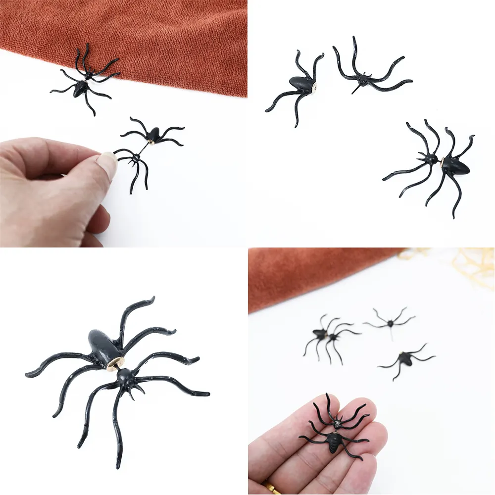 Halloween Decoratie 3D Creepy Zwart Spider Stud Oorbellen Godin Unieke Punk Oorbellen Voor Halloween Gift