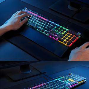 AULA F2088 104-Tasten Kabel gebundene mechanische Tastatur mit RGB-Hintergrund beleuchtung Retro-Punk-Tasten kappen Fall mit mehreren Tasten <span class=keywords><strong>PC</strong></span> Laptop <span class=keywords><strong>Tablet</strong></span> Desktop-Spiele