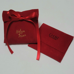 High End <strong>Red</strong> <strong>Velvet</strong> Envelope Pouch for Jewelry Custom Logo Printing Faux Suede Envelope Gift Bags - Product Image 5