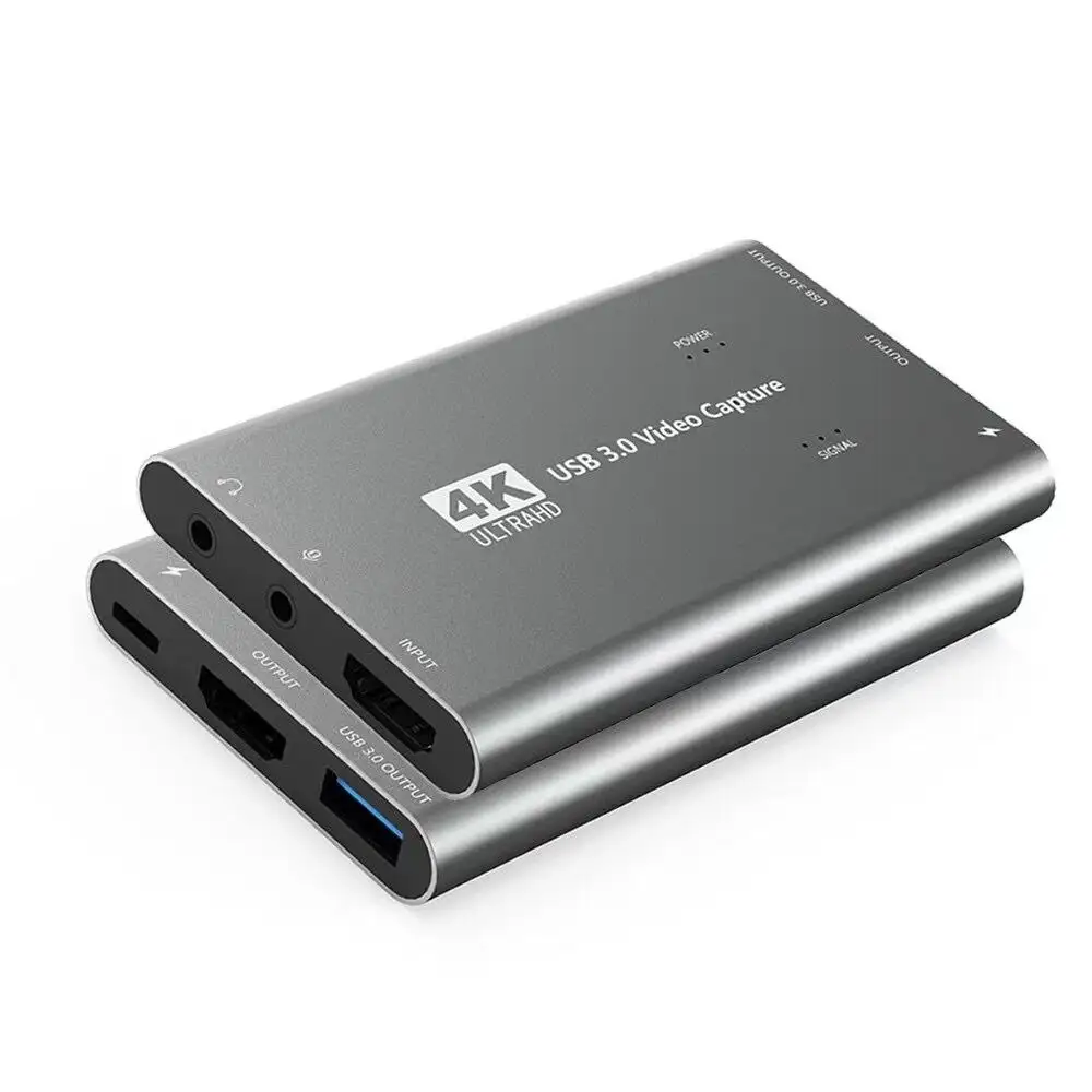 Tarjeta de captura de video HDMI USB3.0 Soporte Entrada 4K Sin demora Transmisión en vivo Dispositivo de captura HDMI con tarjeta de captura de juego en bucle