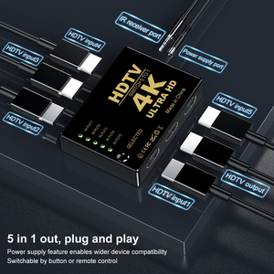 Mini 4K 5x1 HDTV Switch Splitter 5 en 1 Switcher Divisores y convertidores de video con selector remoto HDTV - Product Image 5