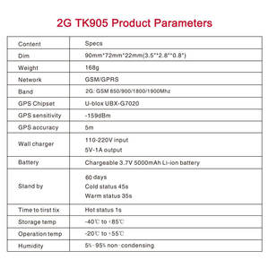 TKSTAR TK905全球定位系统跟踪器汽车5000毫安10000毫安2G 4g车载定位器，带磁铁语音监视器防水跟踪 - Product Image 6