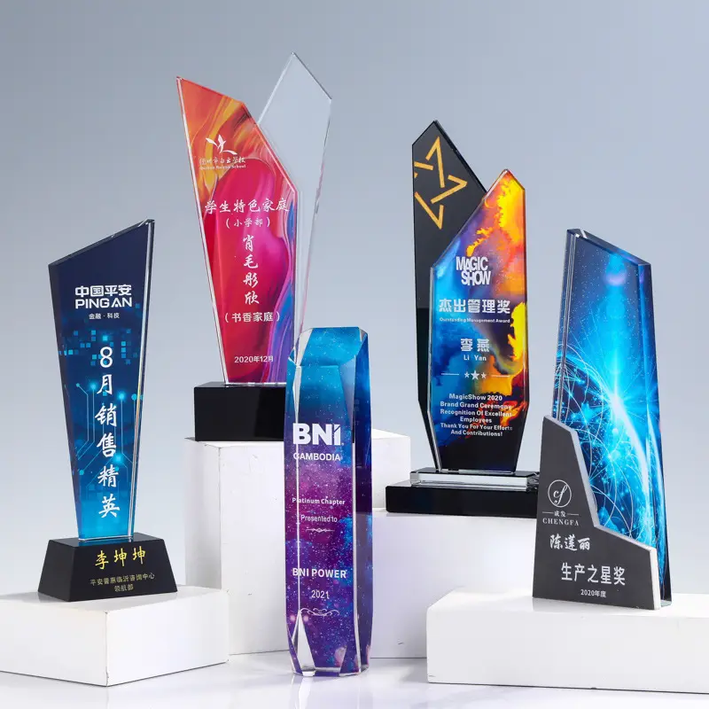 Jiayi-placa personalizada de Color K9, placa de diseño libre de cristal, Base de madera, Grillo, Golf, Trofeo y medallas, deportes