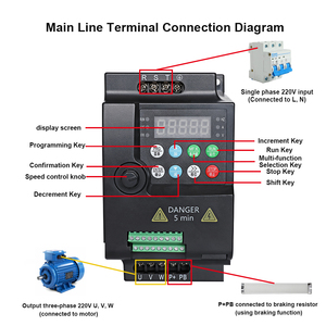 Convertidor de frecuencia de entrada monofásica de 2.2KW 220V y salida trifásica de 220V