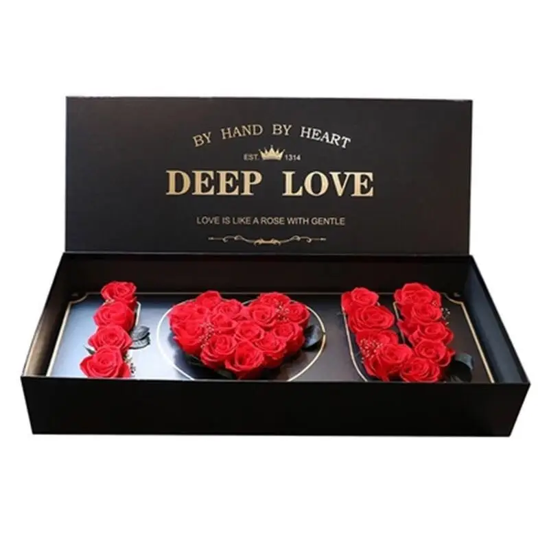 新しいギフトボックス深い愛の保存されたバラボックス永遠のバラハートの花ボックス