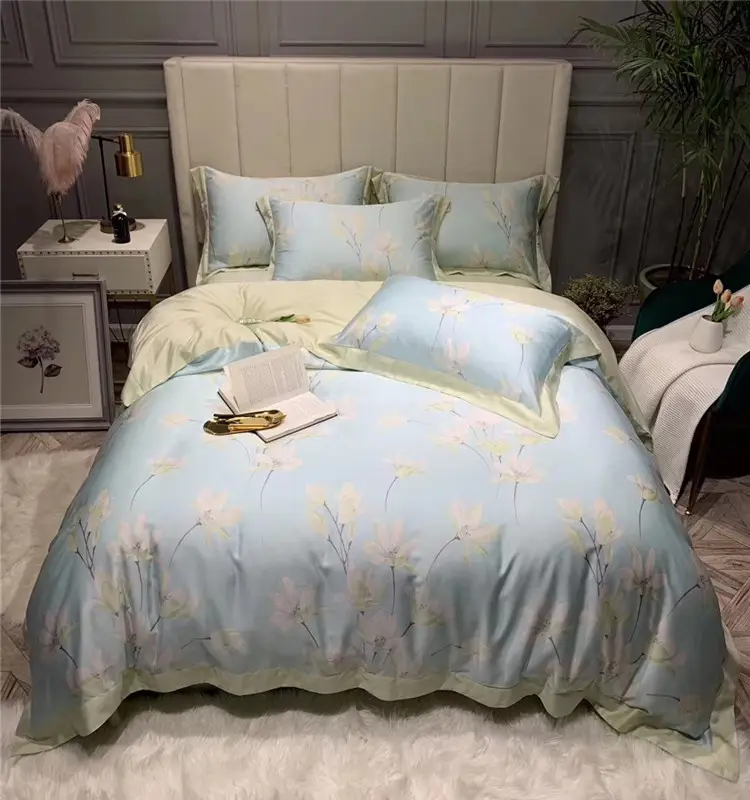 Drap de lit en Fiber d'eucalyptus 100%, 4 pièces, tissu en lyocelle, confortable et luxueux