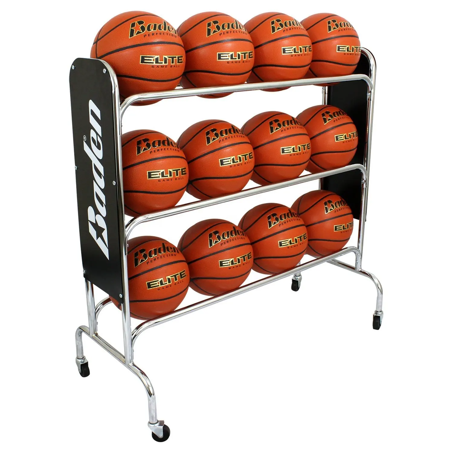 Soporte de exhibición de bolas de fútbol y baloncesto, estante de almacenamiento de bolas deportivas de 3 capas de acero para gimnasio, 12 Uds.