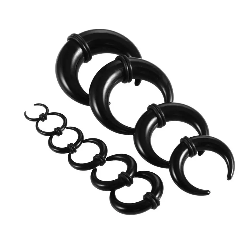 Wholesale Piercing Jewelry: UV Acrylic Ear Expanders with Black Plastic and Rubber Ring , Factory Shipment and Bulk Sales