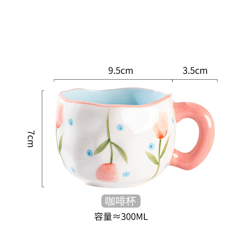 Pink tulip-hand-painted mug-300ml