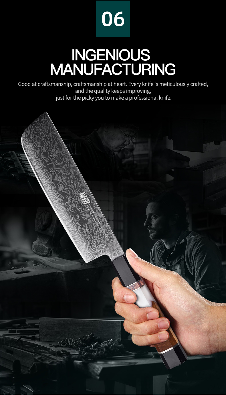 FINDKING New! Black Rose Series Resin Rose Pattern AUS-10 67 Layers Damascus Steel Kitchen Cleaver Nakiri Santoku Chef Knife