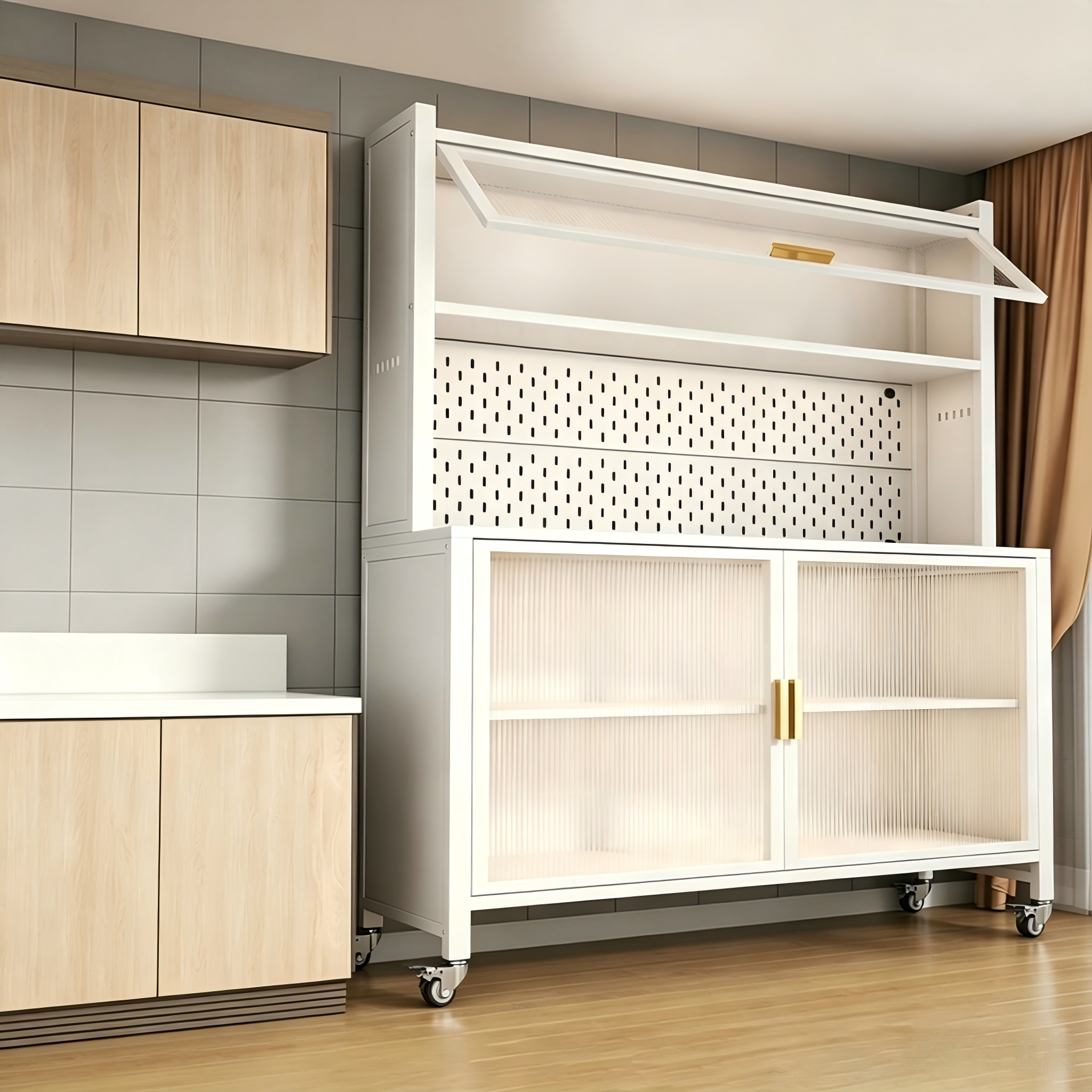 Armoire de rangement blanche à 5 niveaux