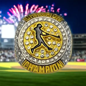 customize Softball Baseball Championship Trophy Ring brass ring18K Gold Plated <strong>Finalist</strong> Award for sports awards