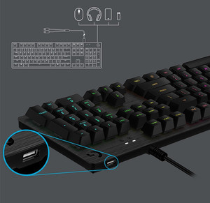 Logitech (G) G512-Teclado mecánico para videojuegos con cable retroiluminación RGB de tamaño completo, Teclado mecánico para comer pollo - Product Image 2
