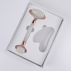 Toptan Anti Aging yüz doğal kuvars mıknatıs paketi kutusu ile yüz masajı taş yeşim rulo - Product Image 2