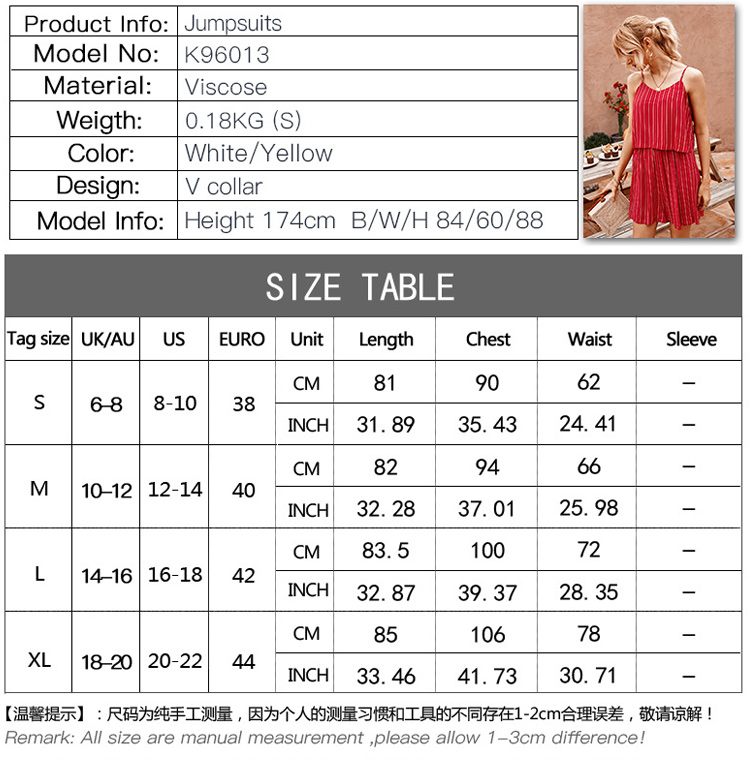 Designer model hot sale item Summer sweet style stripe adjustable spaghetti strap short Jumpsuits