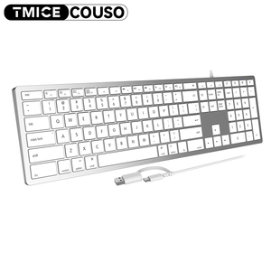 Teclado Qwerty silencioso ultrafino de 110 teclas, teclado silencioso delgado con cable para ordenador de oficina para PC, teclado portátil para Mac