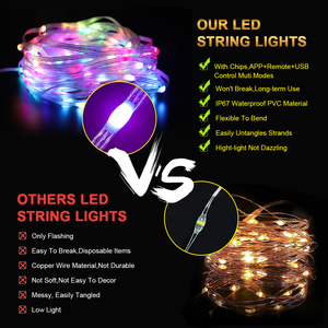 Decoraciones navideñas para exteriores, luces LED de 5m/10M/15m para árbol, controlador RGB, modo de interruptor para vacaciones con voltaje de entrada de 5V - Product Image 5