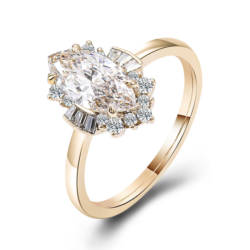 แหวนเพชรแล็บ 14K Solid Gold