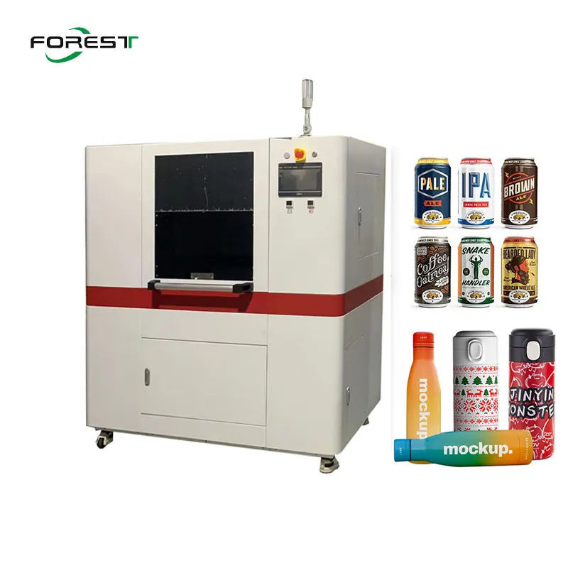 Máquina de impresión de cilindro redondo Uv para botellas, latas de aluminio de botellas para impresora rotativa, 360