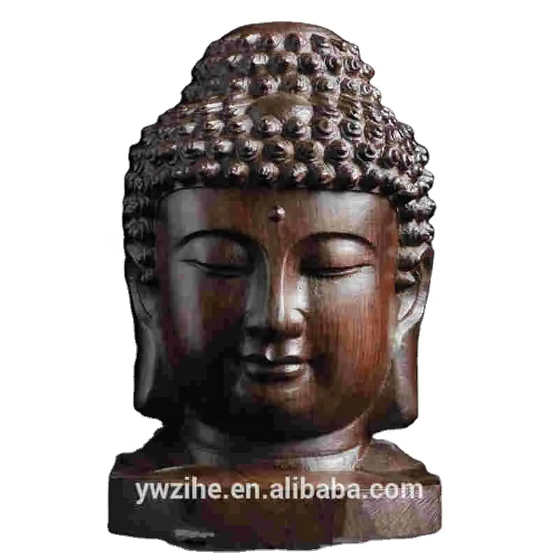 1PC 6cm escultura de madera de Buda Sakyamuni Tathagata estatuilla de la India Cabeza de Buda estatua artesanía decorativo ornamento GPD8627