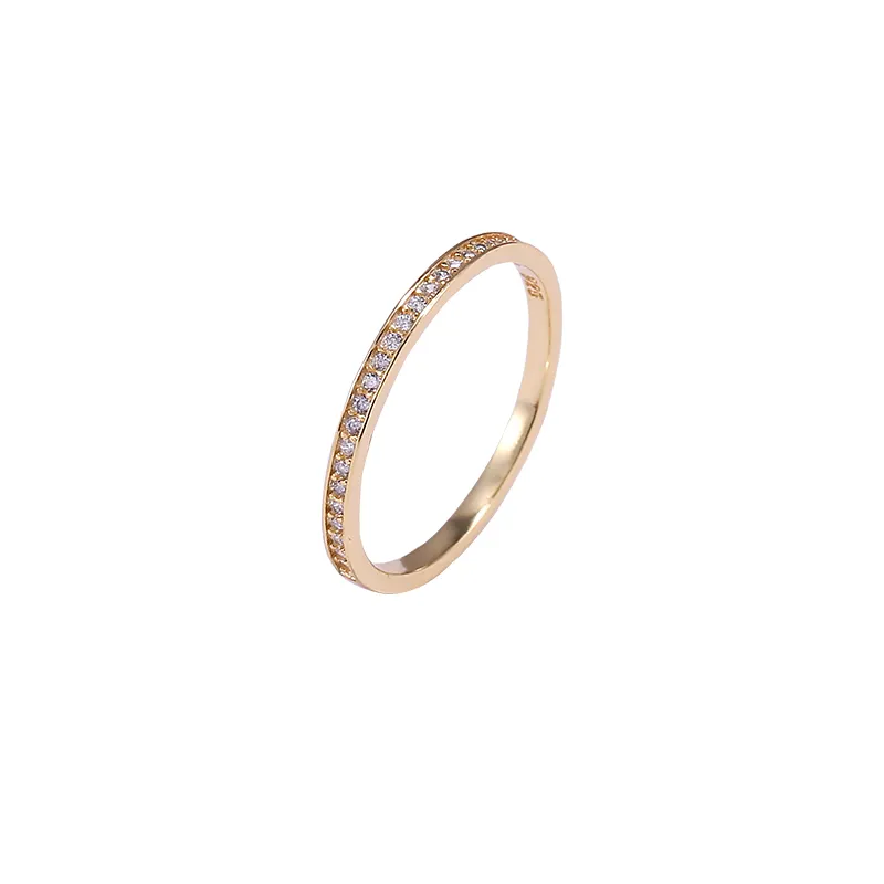 Женское кольцо вечности из серебра 925 пробы с цирконом, 18 к