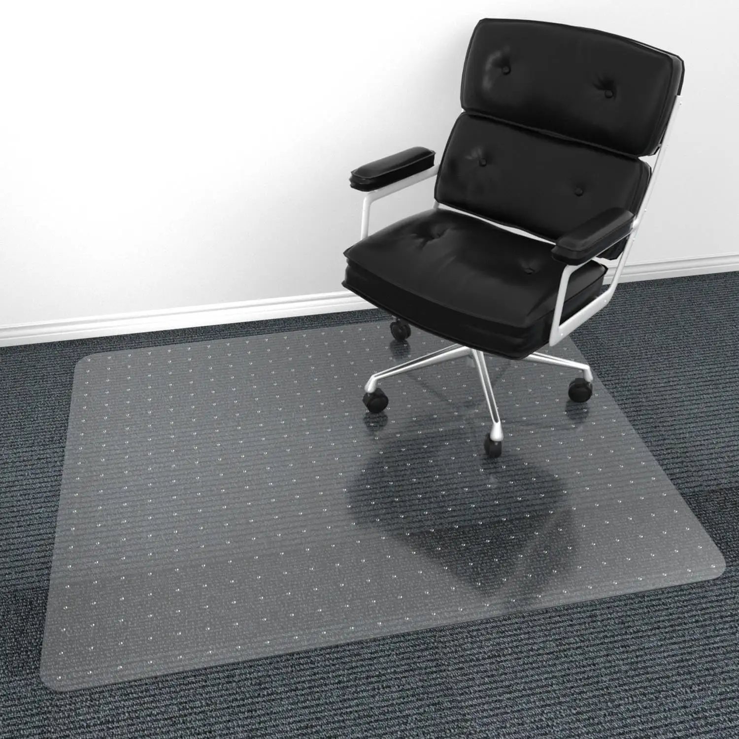 Tapis de chaise de bureau cloué en PVC en plastique transparent robuste en gros d'usine sur tapis pour tapis de sol