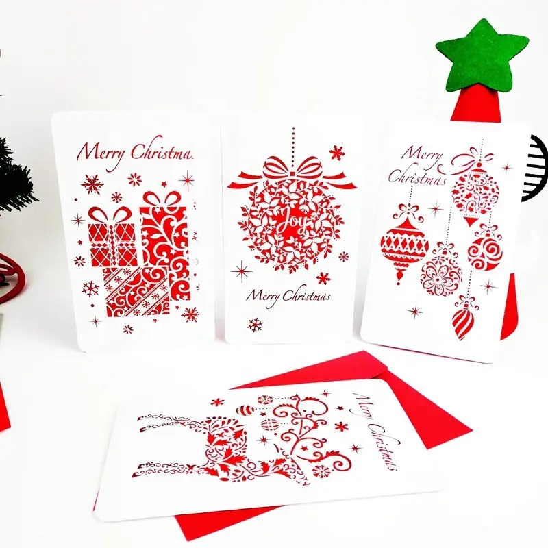 Oco para fora o projeto de corte a laser cartões de cartões de presente do feriado do Natal perfumado