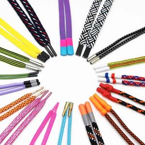 Cordones planos de poliéster de nuevo diseño personalizados, cordones de zapatos con puntas de plástico, cordones de zapatos y cuerda trenzada elástica con puntas de silicona - Product Image 5