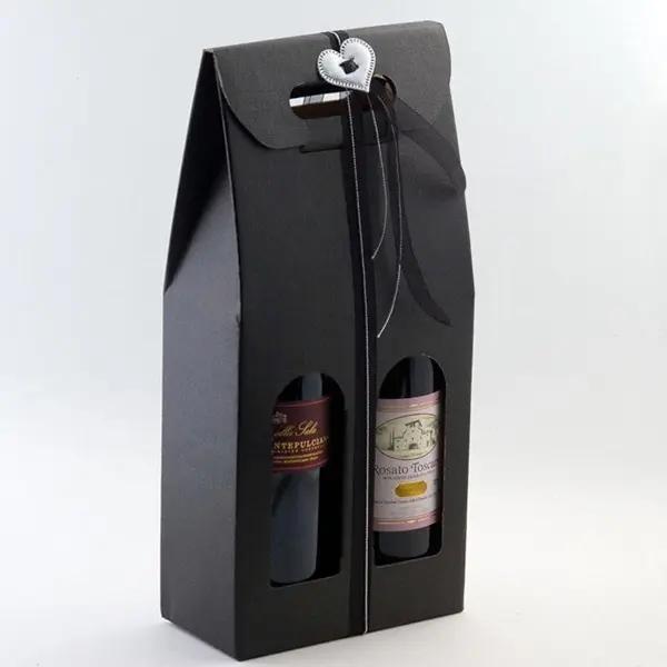 맞춤형 인쇄 병 캐리어 이탈리아 선물 와인 상자; 손잡이와 아치 창문이 있는 와인 병 상자