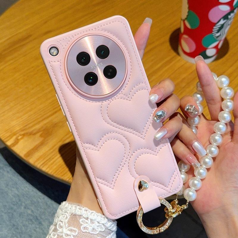 Thin pearl bracelet+pink case